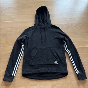 Adidas Women’s Black Three-Stripe Pullover Hoodie Sweatshirt Size XS